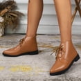 thumbnail image 5 of BXJX Womens Ankle Booties, Pointed Toe Non Slip Lace Up Low Heel Ladies Ankle Shose Brown Size 5.5, 5 of 10