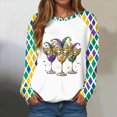 thumbnail image 2 of HCNTES Mardi Gras Shirts for Women Mardi Gras Sequin Long Sleeve Shirt Funny Fat Tuesday Tee Carnival Crewneck Party Tops(Size:XXXL), 2 of 9