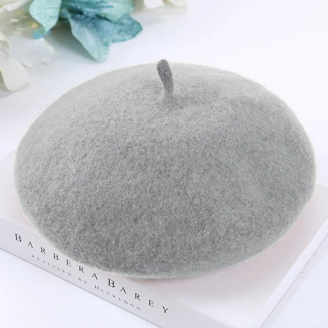 LinYooLi Bérets Français pour Femmes Printemps Automne Hiver Bérets d'Extérieur Style de Rue Casquette Simple Laine Chaude Bonnet Féminin