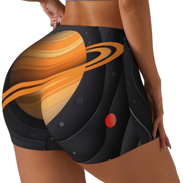 Fotbe Solar System Paper Art Shorts Sin Costuras – Shorts Deportivos de Cintura Alta para Mujer, Elásticos para Gimnasio, Yoga, Running o Ciclismo-XX-Large