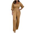 thumbnail image 2 of Women's Dressy Jumpsuits Women Casual Loose Jumpsuit Long Sleeved Drawstring Wide Leg Pants Jumpsuit With Pockets Jumpsuit Womens Pants Casual Dress Pants Women, 2 of 5