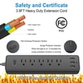 thumbnail image 5 of VIPLIVE Surge Protector Power Strip, with 5 Outlets and 3 USB Ports, 4 Feet Power Cord (1875W/15A) , 2100 Joules, ETL Listed, Black, 5 of 6