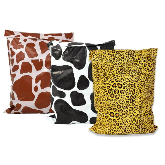 ShipNFun Lightweight Animal Print Poly Self Seal Mailers Bags, 10" x 13", 10 Pack