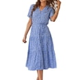thumbnail image 4 of Vestido De Manga Corta De Verano Para Mujer, Vestido Informal Elástico Para Mujer, Dobladillo Suelto De Cintura Alta Para El Ocio Para Ir De Compras ANGGREK  Otros, 4 of 6