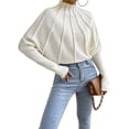 thumbnail image 3 of Suéteres de Punto con Mangas Murciélago y Cuello Alto para Mujer. Crema L, 3 of 7