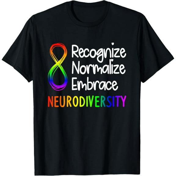 Neurodiversity Shirt Autism Spectrum ASD Rainbow Infinity T-ShirtMen and women, Black T-shirt, size: Extra large