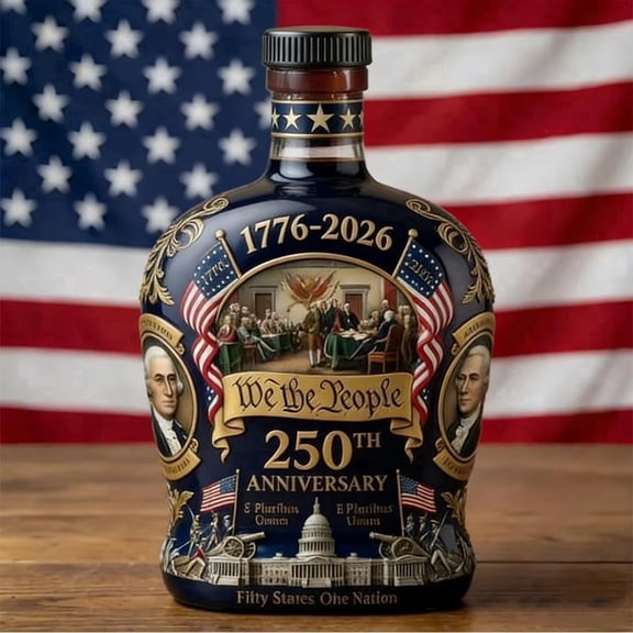 AsdQ 250 Anniversary Whiskey Bottle, 250th Anniversary Decanter, Declaration of Independence 250th AnniversaryS for Liquor Scotch Bourbon or Wine (Black Cap, 1P