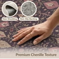 thumbnail image 6 of ODIKA 6'x9' Dark Purple Coral Burgundy Washable Area Rug Traditional Style Botanical Medallion Design With Intricate Scrollwork for Family Room, Living Mater Bedroom, Non-Slip, Easy Care, 6 of 7
