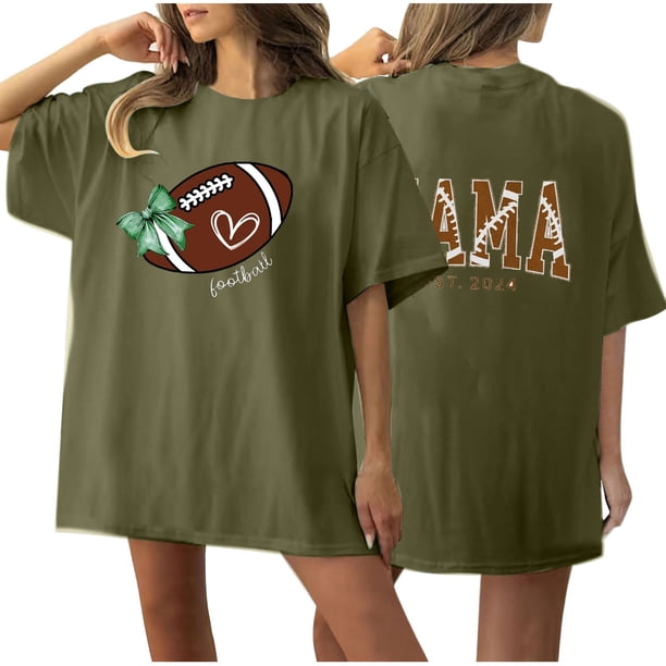 Tops Cortos para las Mujeres, Doble Cara Impreso Cuello Redondo Gota Hombro Camiseta, Top Estirable Casual