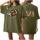 thumbnail image 1 of Tops Cortos para las Mujeres, Doble Cara Impreso Cuello Redondo Gota Hombro Camiseta, Top Estirable Casual, 1 of 5