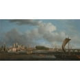 thumbnail image 2 of Samuel Scott 14x9 Black Ornate Wood Framed Double Matted Museum Art Print Titled: Westminster from Lambeth, with the Ceremonial Barge of the Ironmongers’ Company (ca. 1745), 2 of 5