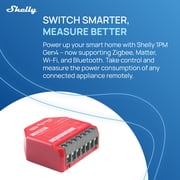 Shelly 1PM Gen4 | Wi-Fi, Zigbee, Matter Smart Relay Switch with Power Metering, 1-Channel 16A | Home Automation | Alexa, Google Home, Apple HomeKit Compatible | iOS Android App | No Hub