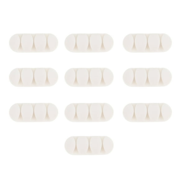 HOMEMAXS 10 PCS Cable Clip 3-slot Cord Management Tabletop Wire Organizer Holder