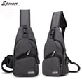 thumbnail image 2 of Spencer Men Crossbody Chest Backpack Messenger Shoulder Sling Bag Daypack with USB Charging for Travel (6.3*2.7*12.6inch, Black), 2 of 6
