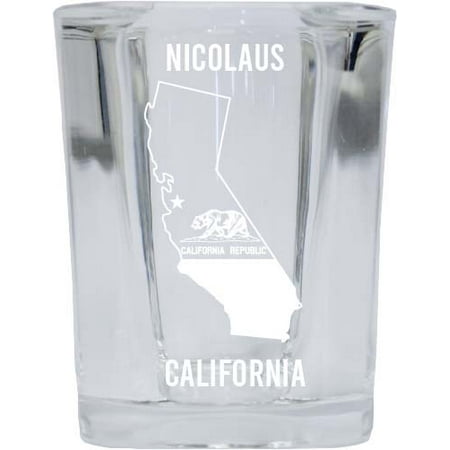 

Nicolaus California Laser Etched Souvenir 2 Ounce Square Shot Glass State Flag Design
