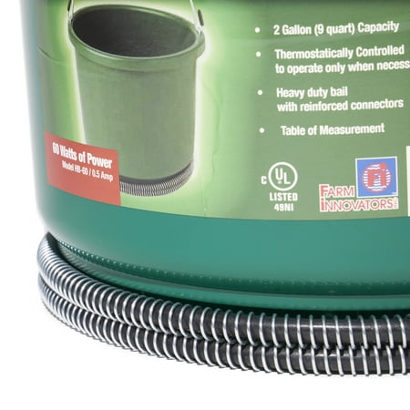 Farm Innovators HB-60 Oversized 2 Gallon Plastic Heated Bucket, 60 Watt
