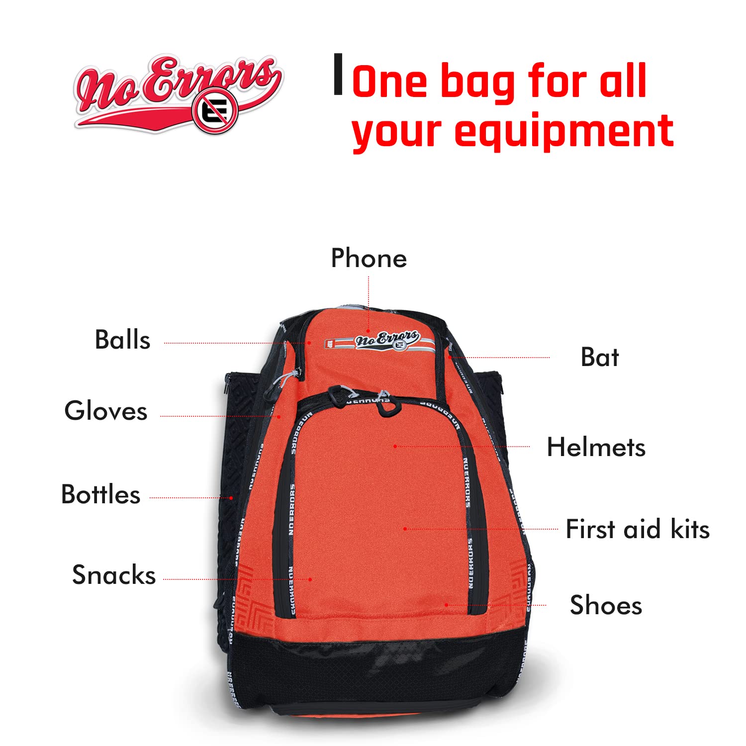 Sports RBP Rookie Baseball and Softball Backpack - Youth Baseball and Softball Bat Bag with Fence Hooks - Baseball and Softball Equipment Bag for Kids