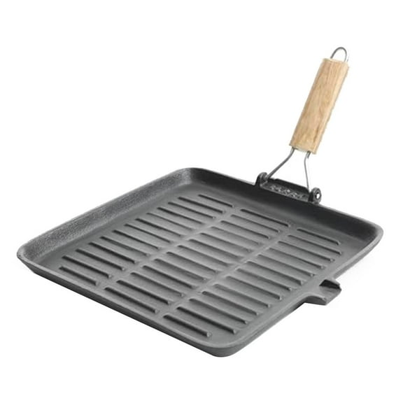 Versatile Preseasoned Cast Iron Grill Pan with Foldable Handle - 11 Square!