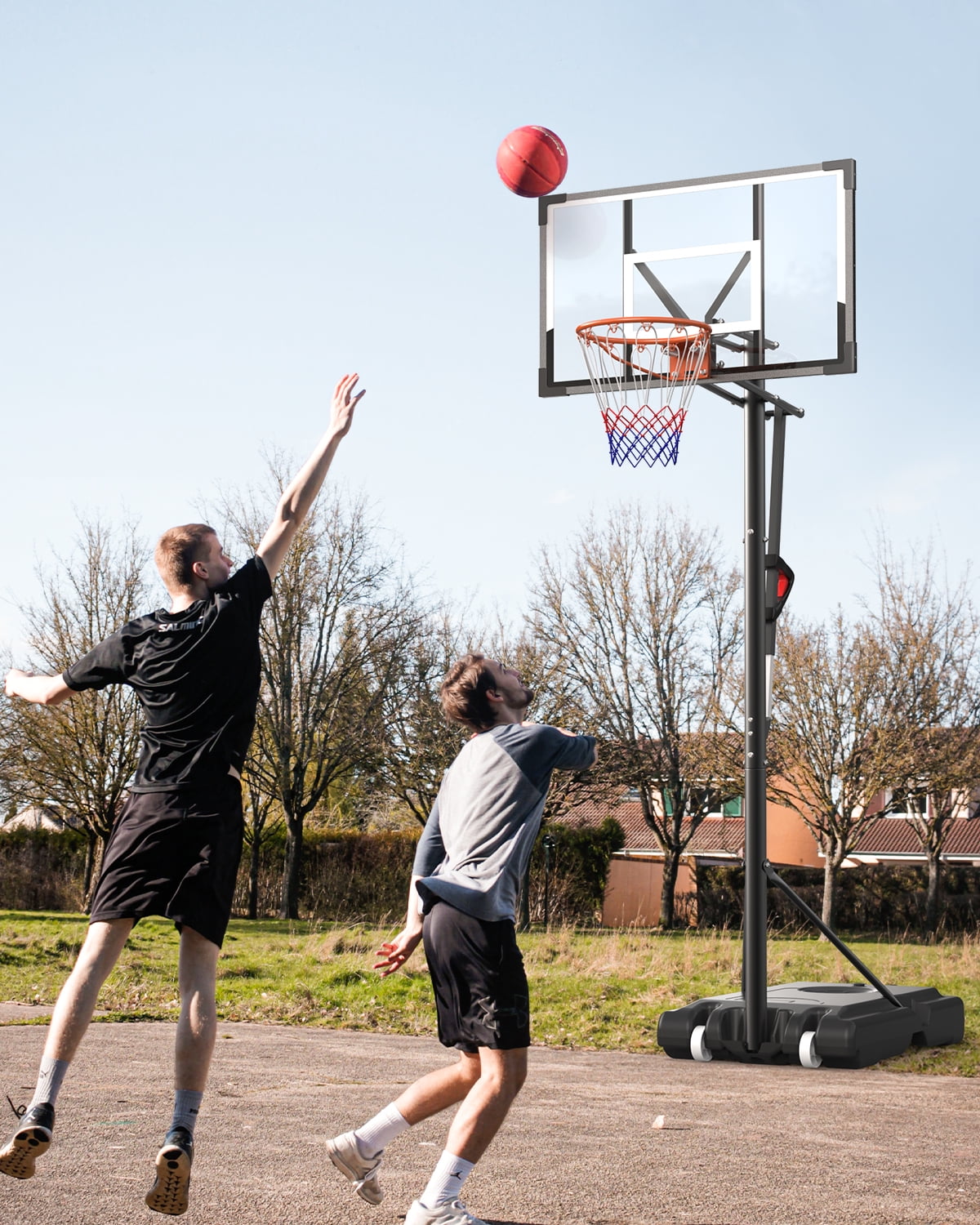 FirstAsk 44" Portable Basketball Hoop & Stand with Adjustable Height (4.9-10 ft) for Kids, Teens & Adults