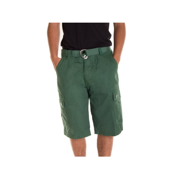 Alta Designer Fashion Men's Cargo Shorts, Twill Belt Included - Green Size 34