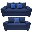 thumbnail image 1 of Sala Modular 3-2 El Bazar Store Islandia Lino nacional Azul Marino Sofá Love seat, 1 of 5