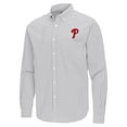 thumbnail image 2 of Men's Antigua Gray Philadelphia Phillies Ellis Woven Tri-Blend Button-Down Shirt, 2 of 3