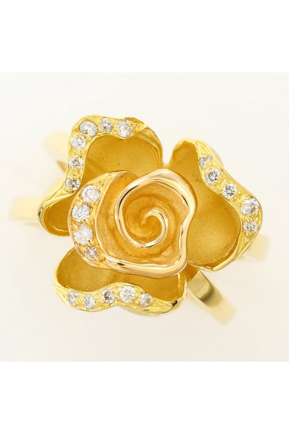 Pre-Owned 18K (18-karat) yellow gold ring with diamond (no carat marking), includes gemological...