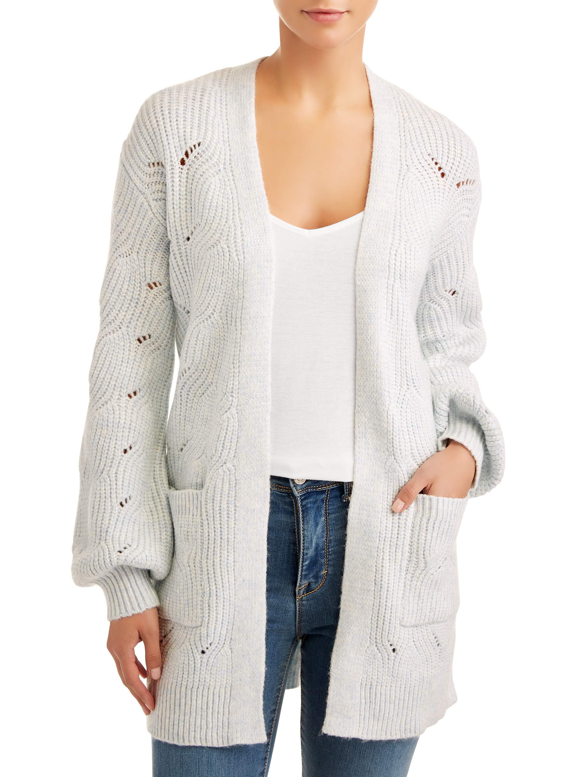 pointelle open cardigan