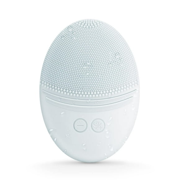 EZBASICS Facial Cleansing Brush Made with Ultra Hygienic Soft Silicone, Waterproof Sonic Vibrating Face Brush for Deep Cleansing, Gentle Exfoliating and Massaging, Inductive Charging (Light Grey)