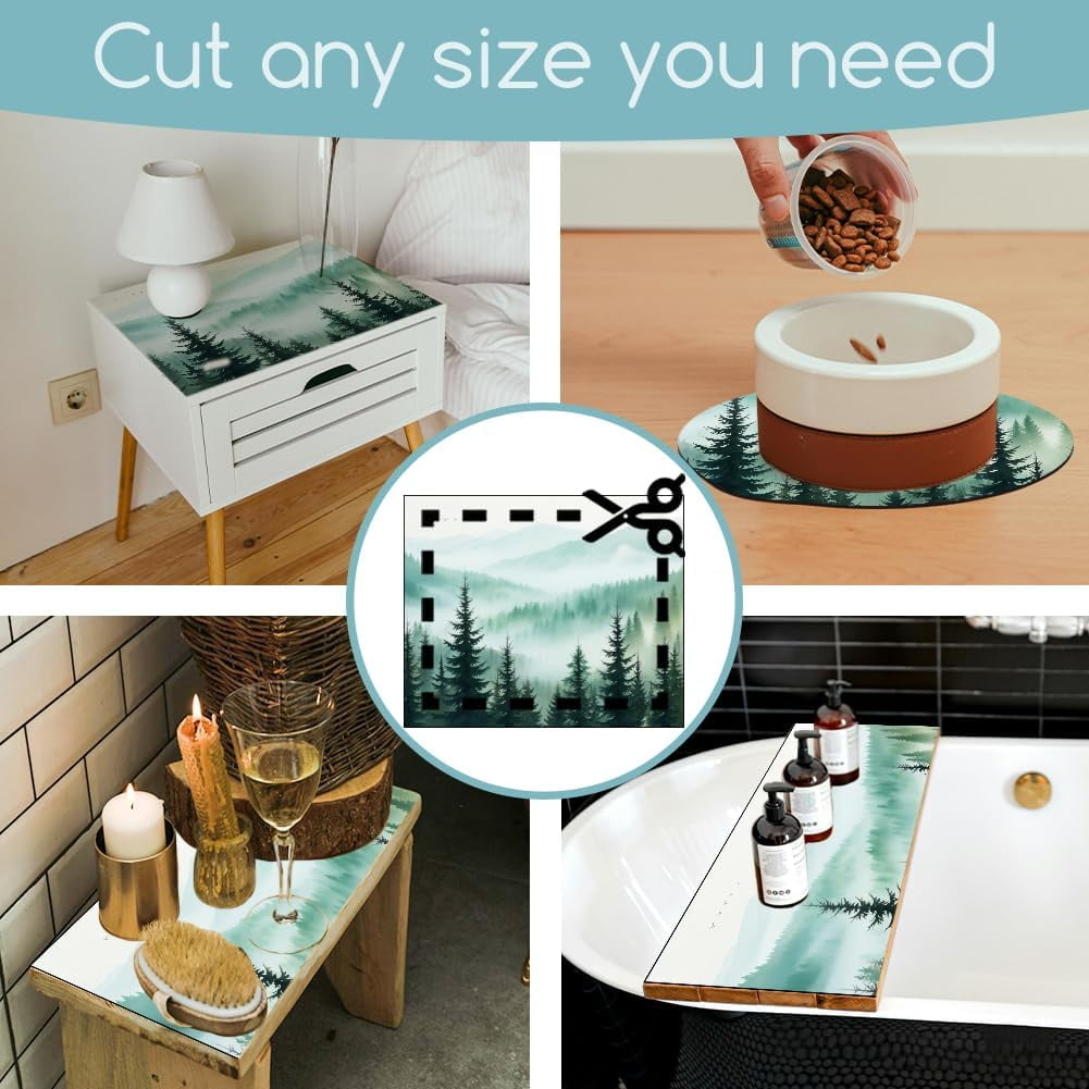Mountain Tree Washing Machine Dust Cover Top Mat 23.6"x19.7" Pine Trees Washer Dryer Dust Cover Mat Green Hills Washing Machine