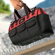 20 Inch Tool Bag with 14 Pockets, Heavy-Duty Organizer Tote with Shoulder Strap & Non-Slip Base for Tools