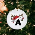 thumbnail image 2 of Luoshdecor Christmas Tree Letter Ornaments 2025，26 Initial Xmas Elk Hat Hanging Pendant,Xmas Gift for Home fireplace Party 3.15in (A), 2 of 9
