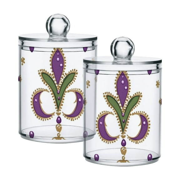 Gorgeous Mardi Gras Floral Patterns Translucent Plastic Cans Storage Canisters with Lid Set of 2