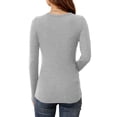 thumbnail image 3 of Anygrew Women Long Sleeve Top Casual Basic Slim Knit Ribbed T Shirt, 3 of 7