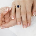 thumbnail image 2 of GemsNY September Birthstone - Three Stone Ring Emerald Cut Blue Sapphire with Prong Set Trapezoid Side Diamonds For Women (Grade - AA | 3.5cttw), 2 of 4