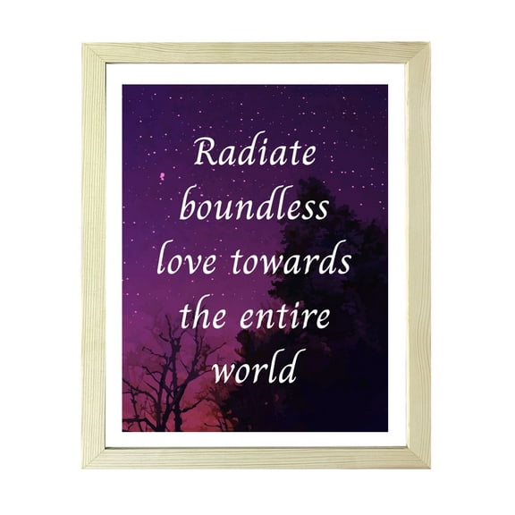 Designs ByLITA Radiate Boundless Love Towards The Entire World, 8 x 10 Wooden Framed Wall Art Print | Buddhist Quotes Motivational Decor