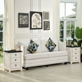 thumbnail image 5 of Elegant Nightstand, Rustic End Table with 3 Drawers Farmhouse Side Table with 3-tier Storage for Bedroom Living Room, White, 5 of 8