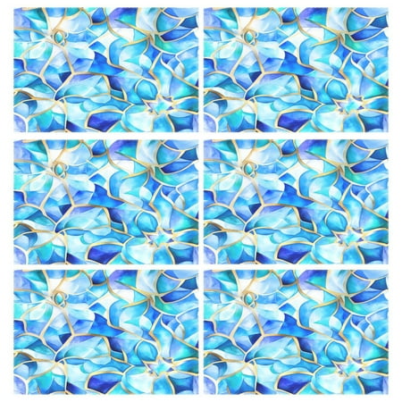 

Blue Glass Pattern 6-Piece 12x18in Durable Place Mats Heat-Proof and Non-Slip