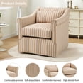thumbnail image 3 of Bonzy Home 360° Swivel Striped Accent Chair, Upholstered Fabric Leisure Armchair with Removable Cushions, Brown & White Stripe, 3 of 7