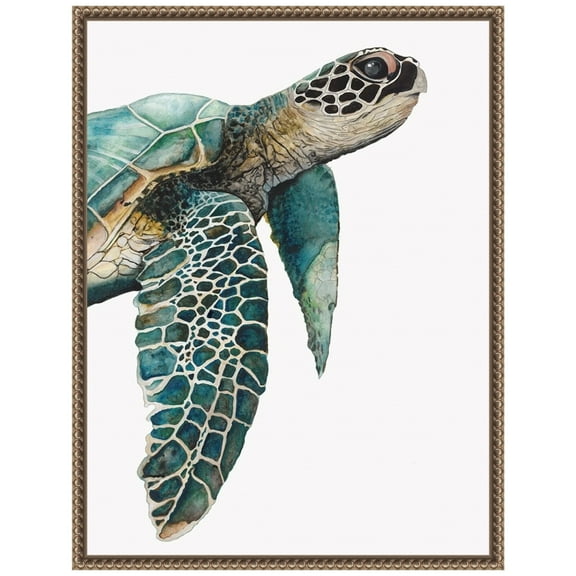 Amanti Art Great Sea Turtle Framed Canvas Wall Art Print