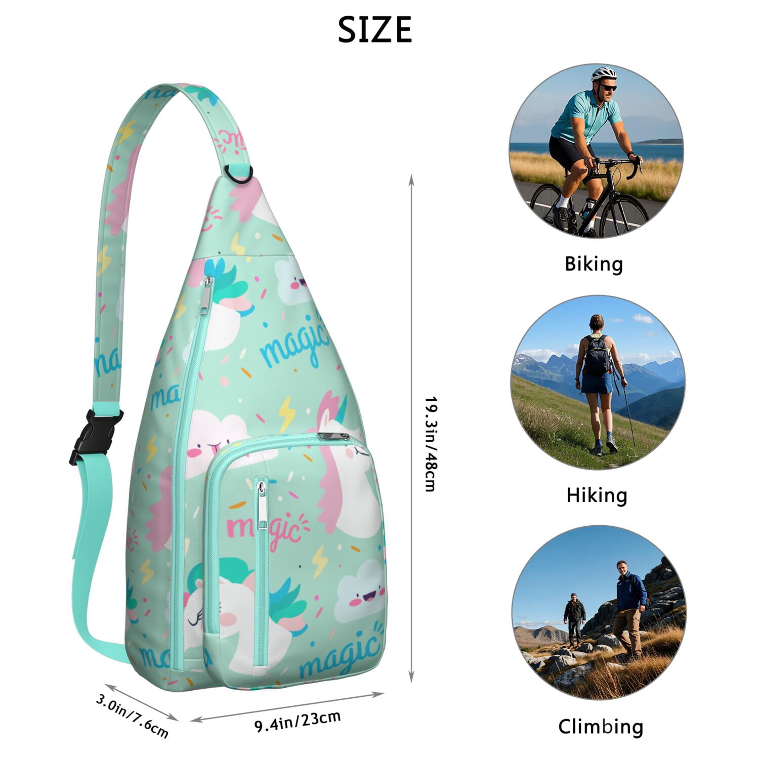 Magical Rainbow Unicorn Sling Bag - Mythical Horse Print Shoulder Backpack (Water-Resistant & Lightweight, Stylish Design)