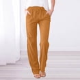 thumbnail image 2 of Lumtrix Linen Pants Women 2026 Spring Summer Fashion Straight Leg Pant Dressy Casual High Waisted Loose Boho Trousers With Pockets Orange M, 2 of 6