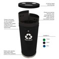 thumbnail image 2 of Witt Industries Steel 33-Gallon 3 Opening Recycling Container with 3 Plastic Liners, Legend "Recycle", Round, Black (Pack of 2), 2 of 2