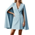 thumbnail image 1 of Robes d'Invité de Mariage pour Femmes, Robe Double Cape Décontractée Élégante Tunique de Travail Style Peplum Manches Longues Tenue Formelle d'Affaires avec Col Châle et Poches Latérales pour le Trajet Quotidien, 1 of 4