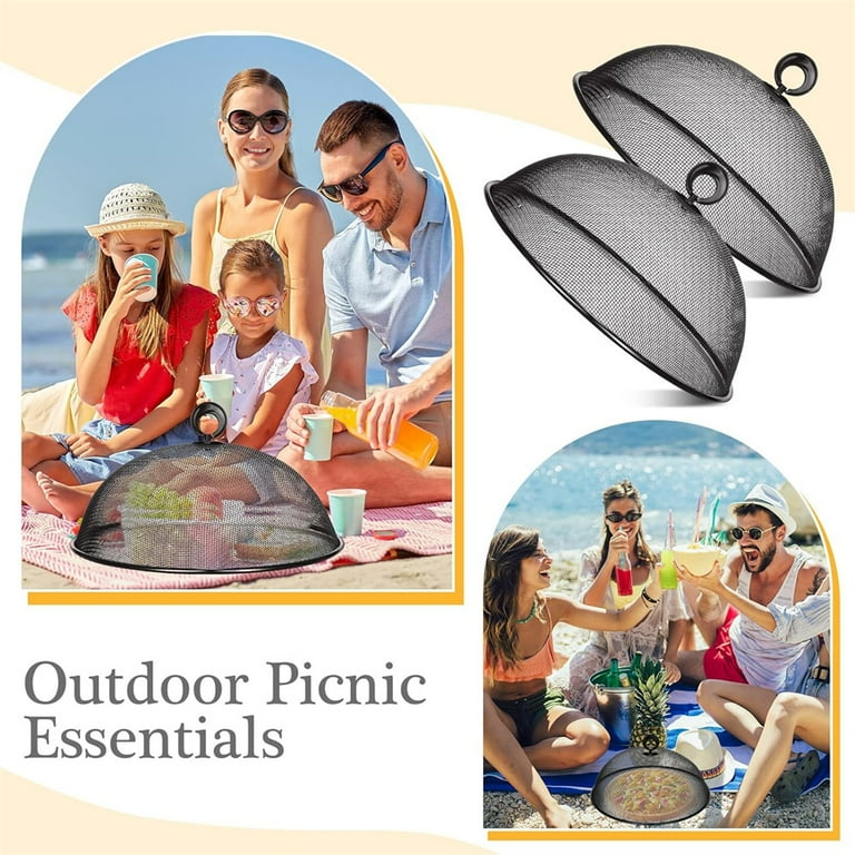 NOGIS 3 Pcs Metal Mesh Food Cover 11.8 Inch Outdoor Mesh Food Tents Dome Screen Plate Covers for Dinner Plates Reusable Fruit Fly Nets Picnic Food