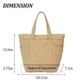 thumbnail image 2 of Puffer Quilted Tote Bag for Women with Expandable Bottom, Large Capacity Lightweight Shoulder Handbag for Work Commute School College Travel, Khaki, 2 of 6