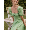thumbnail image 1 of Mialoley Robe Fendue pour Femmes, Imprimé Floral Col Carré Jupe à Manches Courtes, 1 of 2