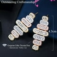 thumbnail image 4 of Noble 3 Tone Zirconia Large Dangle Baguette Earrings for Women Wedding Banquet, 4 of 7