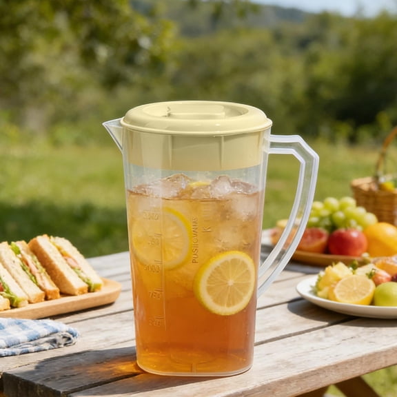 Lunxisen 3 Pcs Cold Drink Jug Transparent Beverage Dispenser Home Use Large Capacity Cold Brew Pot Iced Tea Coffee Pitcher Kitchen Drinkware(3000ml)