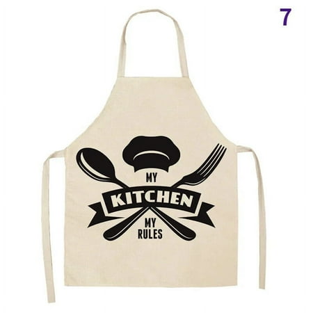 

Black and white geometric letters printed flax apron is suitable for women s oven accessories men s kitchen without sleeve apron